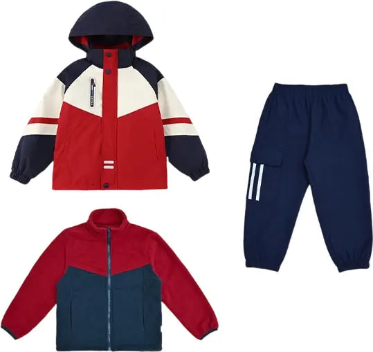 Kids 3-in-1 Winter Jacket Set with Fleece Liner and Pants | Waterproof Windproof Warm Outfit